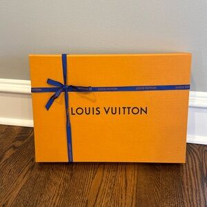 Louis Vuitton Gold Orange Blue Empty Shirt Gift Box Ribbon with Tissue Paper